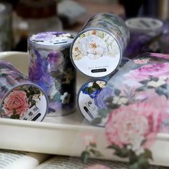 Floral Washi Tape - Elegant Plant & Flower Designs, Waterproof PET Adhesive for Scrapbooking, Phone Cases & Albums - Perfect Stationery Gift for Friends, Crafting, Decorative