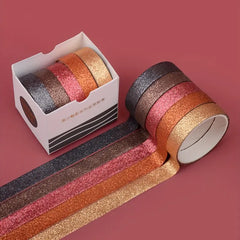 Waterproof Glitter Washi Tape Set, 5pcs