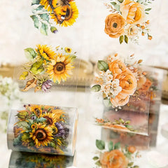 Floral Washi Tape - Elegant Plant & Flower Designs, Waterproof PET Adhesive for Scrapbooking, Phone Cases & Albums - Perfect Stationery Gift for Friends, Crafting, Decorative