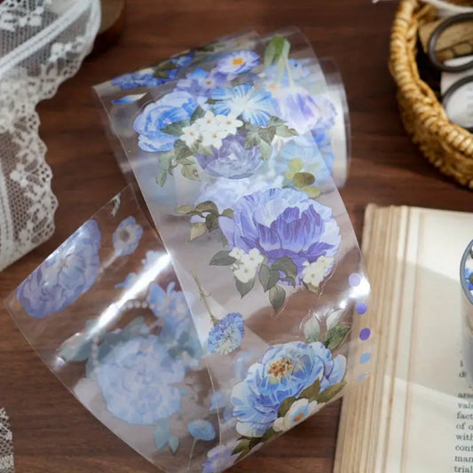 Floral Washi Tape - Elegant Plant & Flower Designs, Waterproof PET Adhesive for Scrapbooking, Phone Cases & Albums - Perfect Stationery Gift for Friends, Crafting, Decorative
