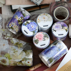 Floral Washi Tape - Elegant Plant & Flower Designs, Waterproof PET Adhesive for Scrapbooking, Phone Cases & Albums - Perfect Stationery Gift for Friends, Crafting, Decorative