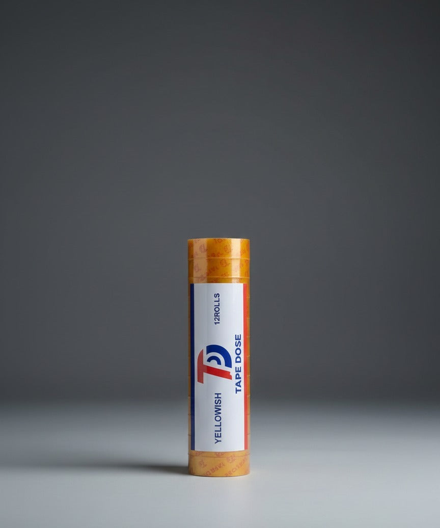 Tape Dose Yellowish Packaging Tape – 12mm x 10 Yards (12 Rolls Pack)